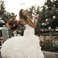 Bride holding flowers