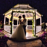 Night time photo of married couple