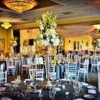 Wedding reception area decorated